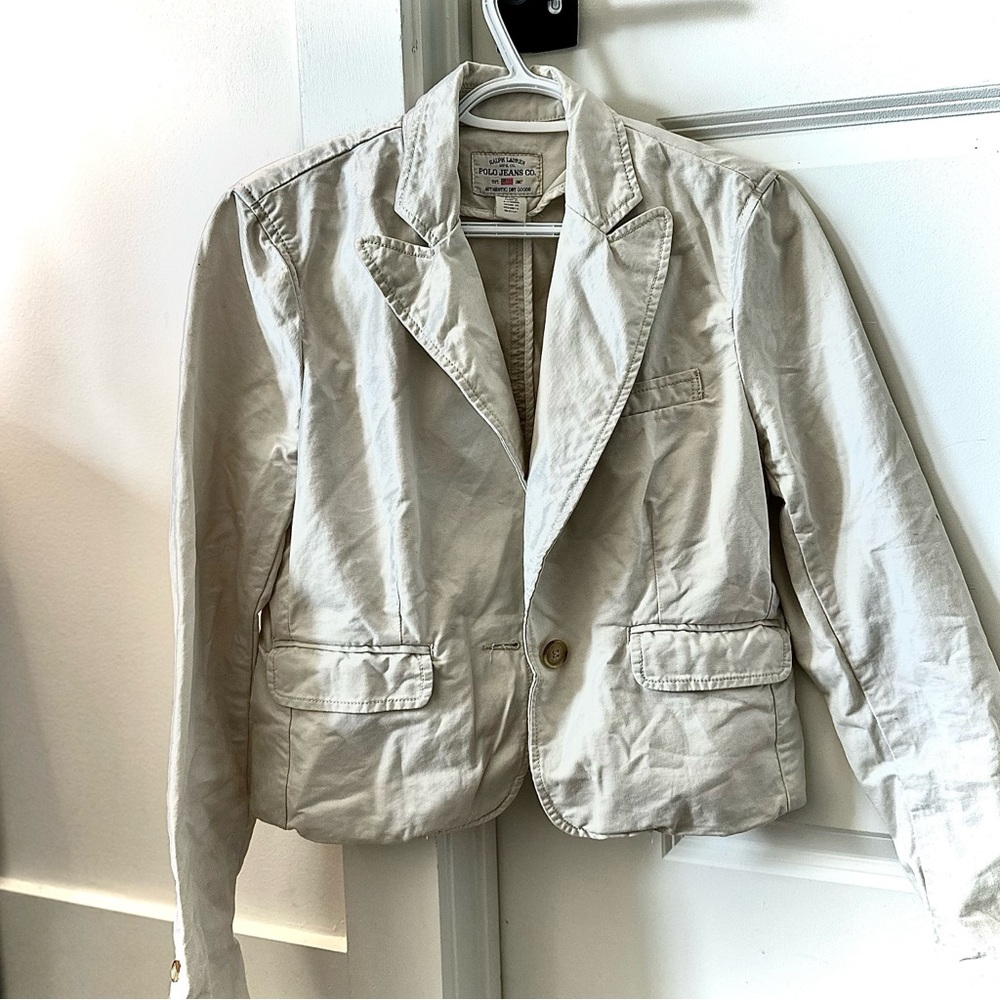 Ralph Lauren Polo Jeans Co. Blazer Women’s L Beige Cotton Jacket